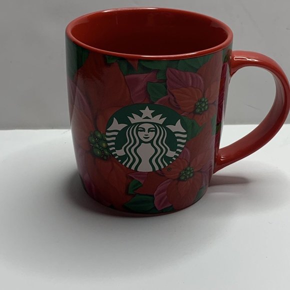 Starbucks Other - Starbucks Holiday Red Poinsettia Christmas 12 Oz Ounce Coffee Mug Cup